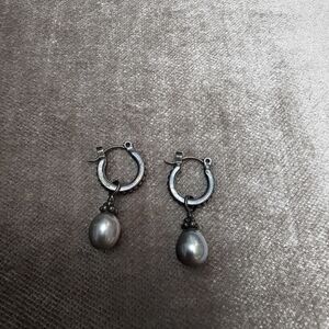 Sterling Silver Pearl Hoop Earrings